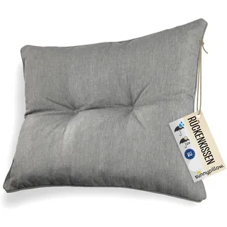 sunnypillow Polster für Gartenmöbel - Rückenkissen 60 x 40 cm für Rattanmöbel - Lounge Kissen Outdoor, wasserdicht, UV-lichtecht - Gartenpolster, Polsterauflagen auf Rattansessel, Stuhl - Grau