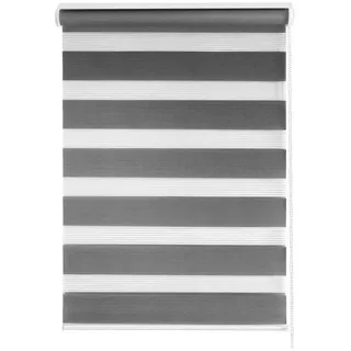 Doppelrollo mit Blende, SN DECO GROUP, freihängend, Verschraubte Montage, Verschraubt, Duo Rollo mit Blende, Sichtschutz, Sonnenschutz, lichtdurchlässig grau 150 cm x 160 cm