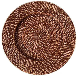 Uxsjakjsd Rattan Tablett Retro Elegante Obst Platte Runde Dessert Platte Tisch Dekoration