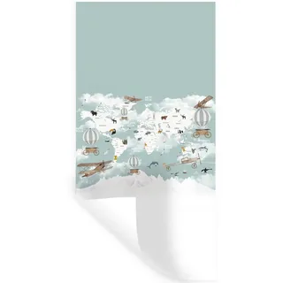 MuchoWow Wandsticker Weltkarte - Kind - Flugzeug (1 St), Wandaufkleber, Repositionierbar, Selbstklebend, 40x80 cm 40 cm x 80 cm x 0.1 cm