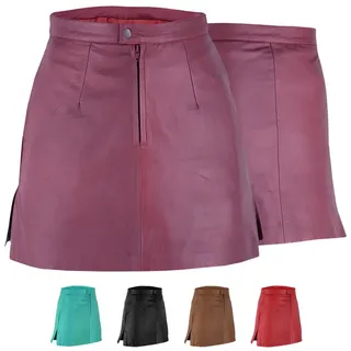 German Wear Lederrock Trend451R Mini Mini Lederrock echtes Leder schwarz rot 38