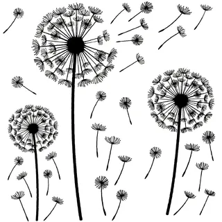 alles-meine.de GmbH Wandsticker Motivwahl Erwachsene & Kinder - 32 TLG. Set - Löwenzahn Blume - Pusteblume - selbstklebend + wiederverwendbar - Wandtattoo - Aufkleber Wandauf..