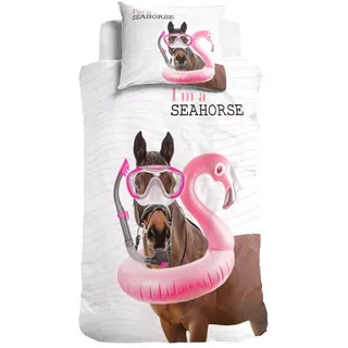 Little Monster Kinderbettwäsche Pferde Bettwäsche 135x200 Flamingo Mädchen rosa BLACK CYBER SALE XMAS, Renforcé, 2 teilig, alpaca Lama Kuschelbettwäsche Geschenke fürKinder Mädchen sale sommer rosa|weiß