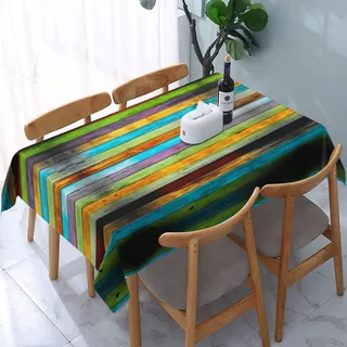 Tischdecke Abwaschbar Grüne Streifen Tischdecke 220 x 120 Bunt Tischdecken Rechteckig Landhausstil Tischtuch Polyester Gartentischdecke Wetterfest für Party Outdoor A-0115