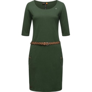 Ragwear Shirtkleid Tannya Solid (2-tlg) stylisches Damenkleid mit Gürtel grün M (38)