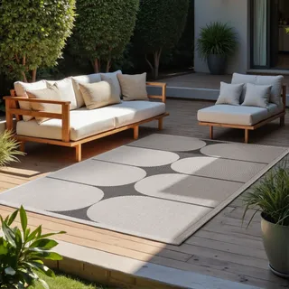 HANSE HOME Outdoorteppich HANSE HOME "Bowen Wendeteppich", schwarz (schwarz, weiß), B:160cm H:5mm L:230cm, Polypropylen, Teppiche, Outdoorteppich, Läufer, In und Outdoor, Flachgewebe, wetterfest, pflegeleicht, robust