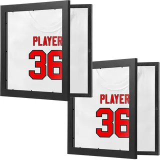 2 Stück Rahmen für Fußballtrikots, 33 x 33 cm Trikotrahmen Sport-Trikot, Schattenbox, Rahmen, Rahmen für Fußball-Shirts, Trikots Für Fans Sammler Fußball Baseball Hockey