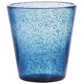 BUTLERS Glas WATER COLOUR Glas mit Luftblasen 290ml, Glas blau