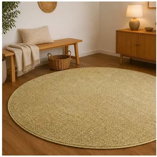 Steffensmeier Teppich Levanto Rund, rund, Kurzflor Teppich, Wohnzimmer gelb Ø 200 cm