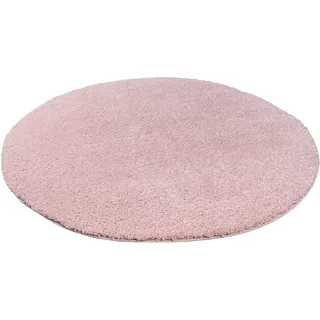 Teppich HOME AFFAIRE "Viva rund" Teppiche Gr. Ø 190 cm, 45 mm, 1 St., rosa Esszimmerteppiche Uni-Farben, einfarbig, besonders weich und kuschelig