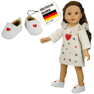 Heless Puppen-Slipper Beige mit rotem Herz (5301)