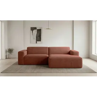OTTO home Ecksofa Koa, 228 cm, L-Form, Modulsofa in Cord, Chenille, Struktur, Webstoff, Designsofa, weicher Lounge-Sitzkomfort, Welleunterfederung, bodentief rosa