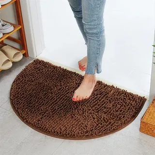 SPORTARC Rutschfeste, saugfähige Badematte, Heimteppich, Bodenmatte, weiche Chenille-Badematte, halbrunde Mikrofaser, Badezimmer-Duschteppich, 40 x 60 cm, kaffeefarben