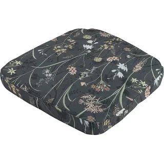 Bequemes Stuhlkissen Outdoor, Blumenmuster anthrazit, 48 x 48 cm, wetterfestes & wasserabweisend Sitzkissen, stilvoll für Garten, Terrasse & Balkon