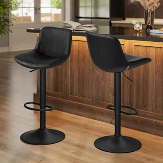 VASAGLE Barhocker 2er Set, drehbar, höhenverstellbar, PU-Leder