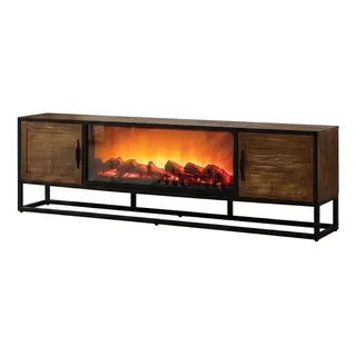 TV Lowboard Holz Metall Industrial Design Kamin Rustikal Schrank Gitter