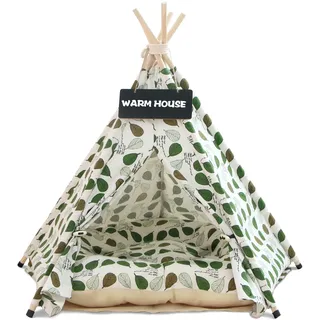 Tipi Zelt fur Hunde und Katzen,Pet Tipi Hunde-Katzenbett mit Kissen, Luxery Hundezelte Hundehöhle und Haustierhäuser mit Kissen und Tafel