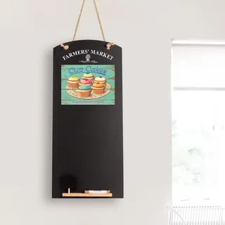 Chalkboards UK CHB073 Cupcakes Hoch Dünne Kreidetafel/Tafel/Memo-Küchentafel mit Seil, Tablett und Kreide Booths Design Range, Holz, Schwarz, 60 x 26,5 x 1 cm