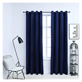 vidaXL Verdunkelungsvorhang Ösen 140 x 175 cm samt dunkelblau 2 St.