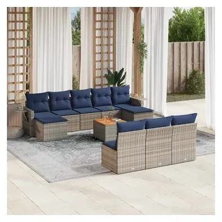 vidaXL Gartensofa-Set 11-tlg. grau Polyrattan
