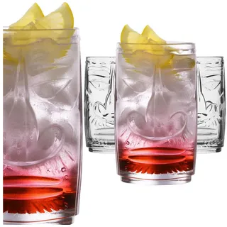 PLATINUX Cocktailglas Tiki Gläser Set 4-Teilig aus Glas 350ml (max. 450ml), Glas, Cocktailgläser Longdrinkgläser Hawaiianisch Trinkgläser weiß