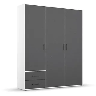 Rauch Drehtürenschrank Voyager 140 x 194 x 53 cm Grau/Weiß