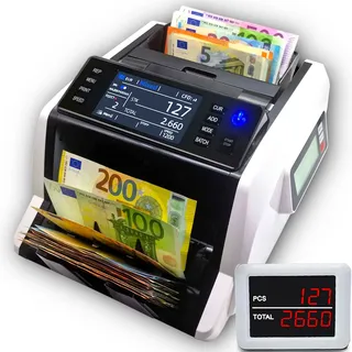 beitz BS-910A Geldzählmaschine | Wertzähler | Falschgeldprüfer mit 2CIS Technologie | EZB-getestet | Offline | Anonym | Kompakt
