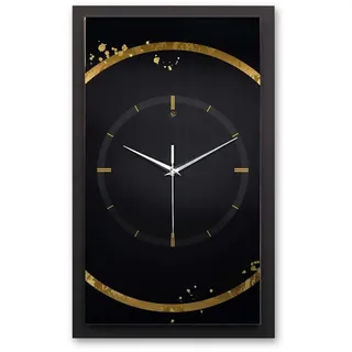 Kreative Feder Wanduhr 3D Designer-Wanduhr Golden Ring (ohne Ticken; Funk- oder Quarzuhrwerk; elegant, außergewöhnlich, modern) schwarz