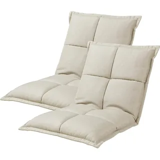 [en.casa] Relaxsessel Deinze gepolstert 2er-Set 0 x 0 x 0 cm Beige mit Liegeposition