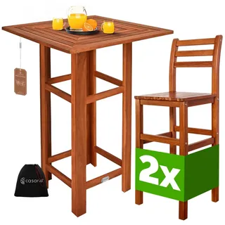 CASARIA Bartisch mit 2 Barhockern 110 x 75 x 75 cm Braun