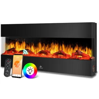 Wandkamin Elektrokamin 3D LED Flammeneffekt Heizung Fernbedienung 138cm 1800W