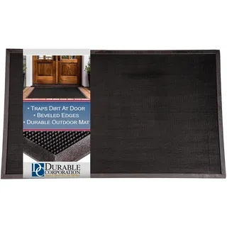 Durable Corporation Robuste Gummi-Fingerspitzen-Eingangsmatte für den Außenbereich, 71,1 cm Breite x 116,8 cm Länge x 1,6 cm Dicke, Schwarz