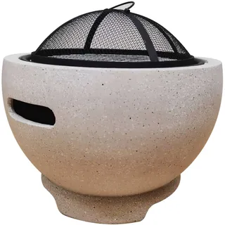 Köhko Feuerschale & Dekoschale Shanghai ø45xH30 cm aus Kombination von Gußeisen und Polyesterharz mit Funkschutz Feuerstelle Feuerlager zum Grill BBQ für Outdoor Garten Balkon Terrasse
