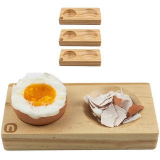 naturlik Eierbecher 4er Set aus hochwertigem Holz (Kiefer) | Praktisch: Nie mehr Eierschalenreste auf Teller oder Tisch | Modernes, einzigartiges Design | Perfekt für jeden Frühstückstisch