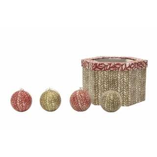 Galileo Casa Set mit 14 Weihnachtskugeln, 7,5 cm, rote Wolle, Gold/Rot, Maße: Ø