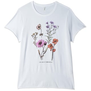 ONLY Damen Onllucy Reg S/S Top Jrs Noos, Bright White/Print:flowerchild, XXS