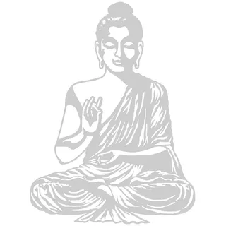 Samunshi® Wandtattoo Buddha Wandsticker 45 x 60cm silbermetalleffekt