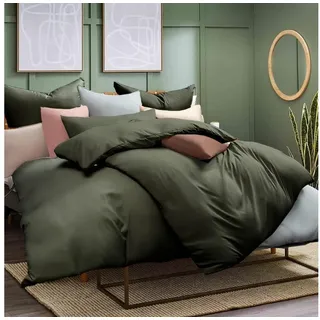 luxuskollektion Bettwäsche Grün Polyester 135 x 200 cm + 40 x 80 cm