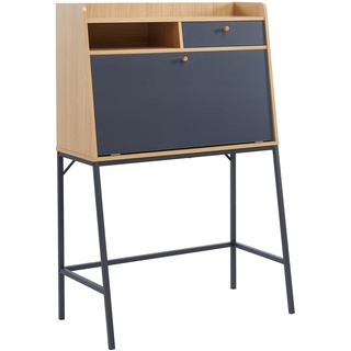 BAÏTA - Sekretär-Schreibtisch, 90 cm, Grau und Eichenoptik