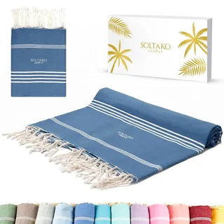 SOLTAKO Bali Strandtuch groß 200x200 aus 100% Baumwolle - Stranddecke für Familie-Saunatuch- Badetuch XXL-sandfreie Strandliege-Hamamtuch als Geschenk verpackt
