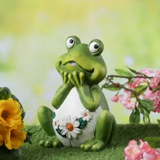 Gartenfigur vertr√§umter Frosch Rosie - Tierfigur - Magnesia - H: 21cm - f√or Au√üen - gr√on