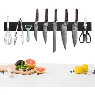 GYYXH Magnetleiste Messer 40 cm Edelstahl Selbstklebend Ohne Bohren | Stark, mit hohe Tragkraft, Schwarz, Wandmontage, Küche, Für Werkzeuge Und Utensilien für alle Arten von Küchenmessern