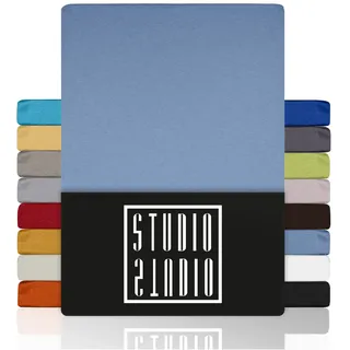 Studio Spannbettlaken Jersey 140 x 200 cm Mittelblau