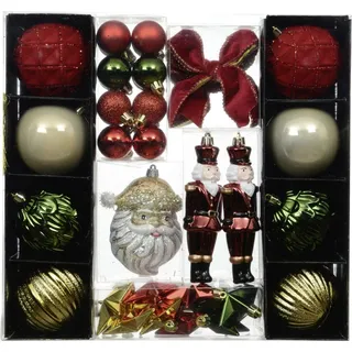 Kaemingk Christbaumschmuck Decoris Weihnachtskugeln-Set aus Kunststoff grün|rot