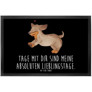 Mr. & Mrs. Panda Fußmatte Hund Dackel, fußmatte 60 x 90 cm, Schwarz, Dackel, Bodenvorleger, Her, rechteckig, Höhe: 60 mm, Eingangsmatte bodenmatte Abtretmatte schwarz Ø 90 cm x 90 cm x 60 cm x 60 mm