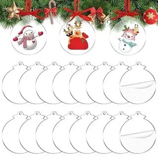 Cabilock 72er-Pack Acryl-Weihnachtskugeln zum Selbstgestalten – Transparente Sublimations-Rohlinge zum Beschriften, Bemalen & Bekleben – Flache Plotterrohlinge für DIY Christbaumschmuck