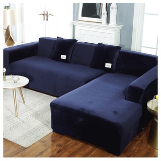 Sofahusse Sofabezug Stretch für L-Form Universal Waschbar Sofaüberwurf, Juoungle blau