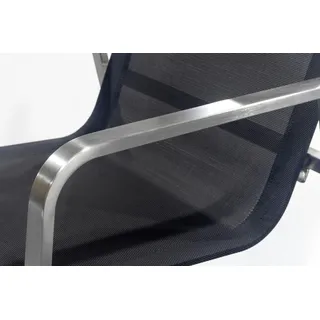METRO PROFESSIONAL Gastro Stapelstuhl mit Armlehne, Edelstahl/Textilen-Bespannung, schwarz