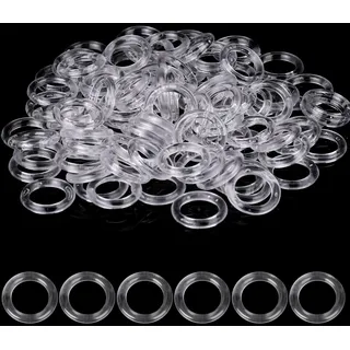 100 Stück Raffgardinenringe Raffrollo Vorhang Ringe Durchsichtige Römische Vorhang Ringe Transparente O-Ringe Vorhangringe Kunststoff Gardinenringe (13 mm Außen, 8 mm Innen Durchmesser)