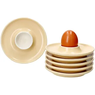 Ritzenhoff & Breker 6er Set Jasper Eierbecher mit Ablage Vanille I 6 Personen I Ø 12,5cm I runde Eierbecher für das Frühstücksei I Flache Eierbecher für Brunch & Buffet I schickes Geschirr